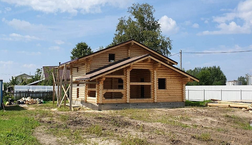 Строительство дома из оцилиндрованного бревна: г. Рыбинск, п. Копаево