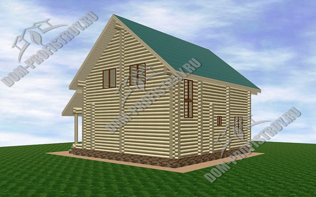 Проект дома из оцилиндрованного бревна ОБ-207