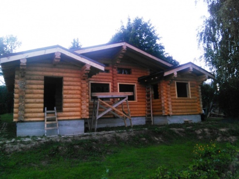 Дом из оцилиндрованного бревна в деревне Капустино, Рыбинский район